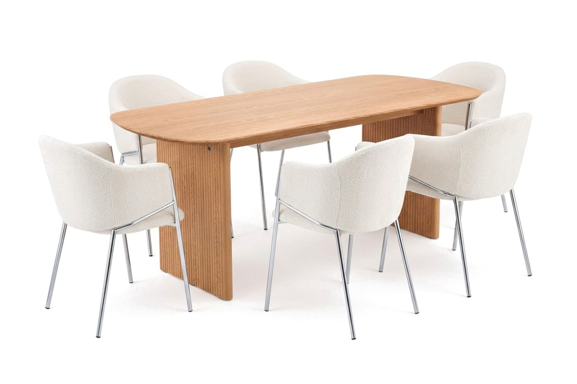 Alma spisegruppe, rektangulær 180 cm, med 6 Filip spisestoler - Eik