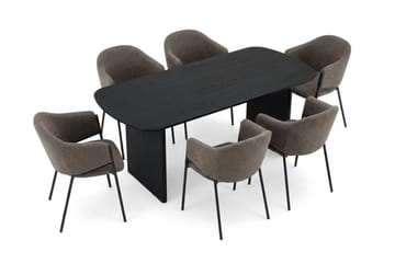 Alma spisegruppe, rektangulær 180 cm, med 6 Filip spisestoler - Svartbeiset eik - Møbler - Bord - Spisegrupper