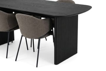 Alma spisegruppe, rektangulær 180 cm, med 6 Filip spisestoler - Svartbeiset eik - Møbler - Bord - Spisegrupper