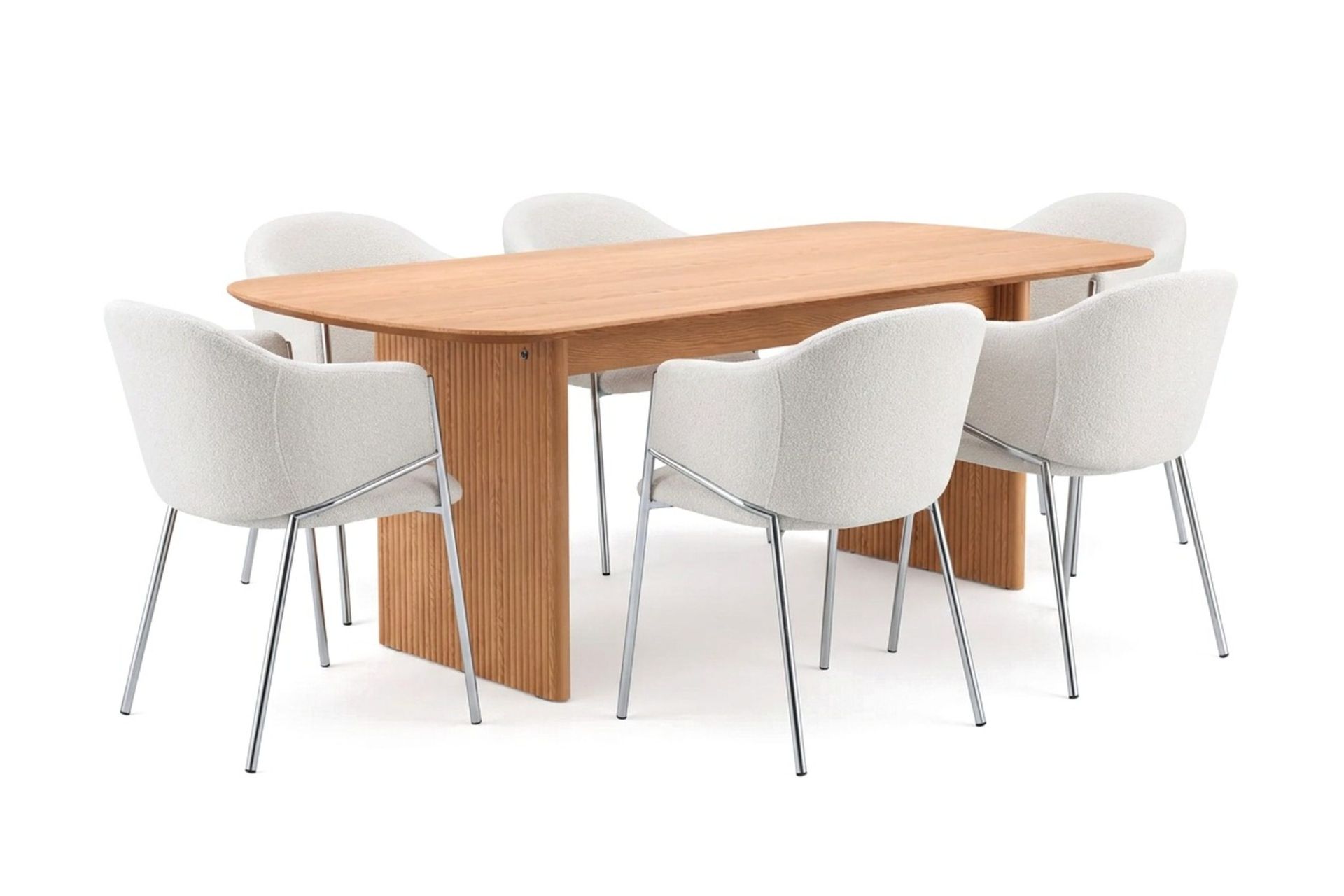 Alma spisegruppe, rektangulær 220 cm, med 6 Filip spisestoler - Eik