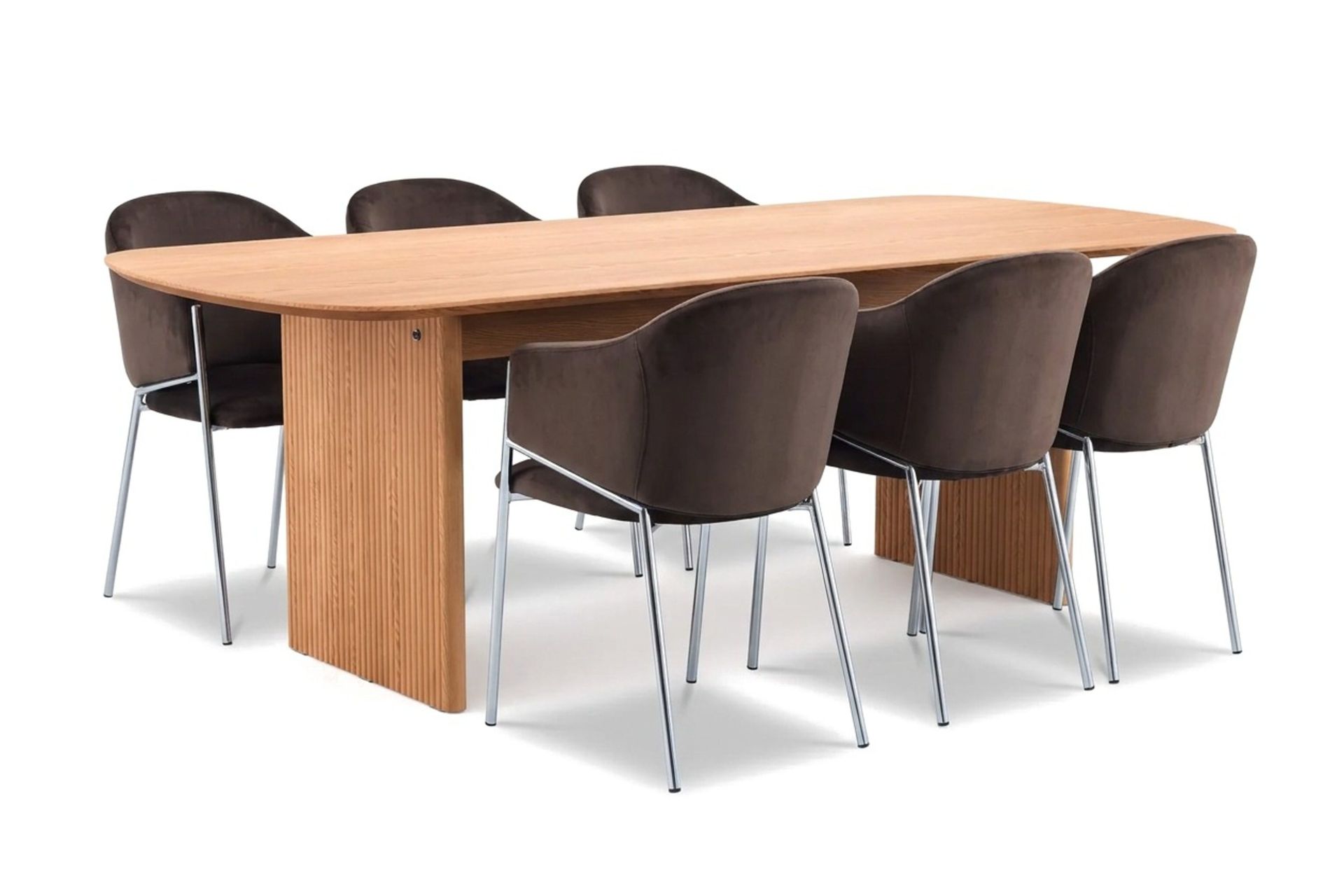 Alma spisegruppe, rektangulær 220 cm, med 6 Filip spisestoler - Eik