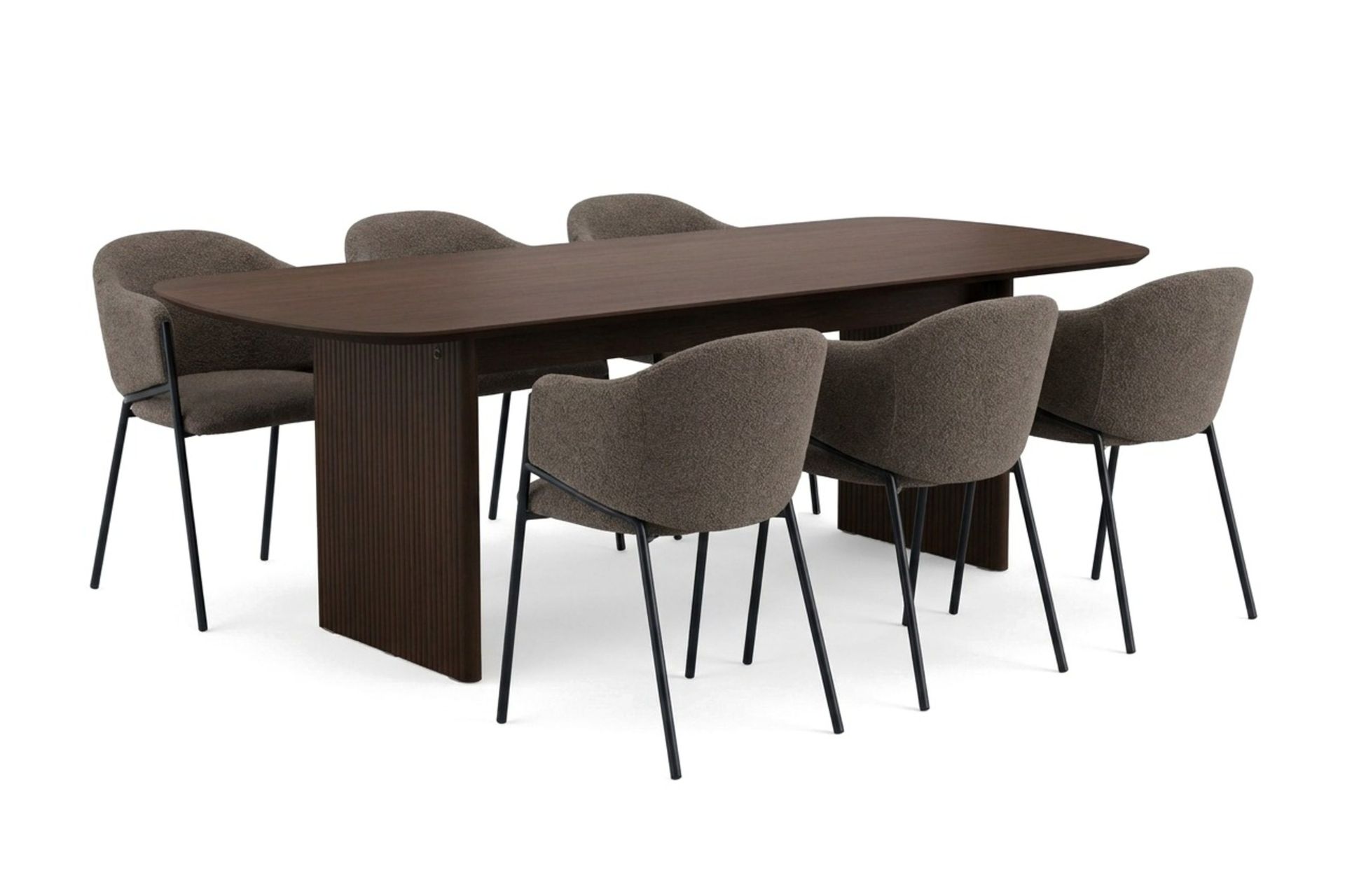 Alma spisegruppe, rektangulær 220 cm, med 6 Filip spisestoler - Røkt eik