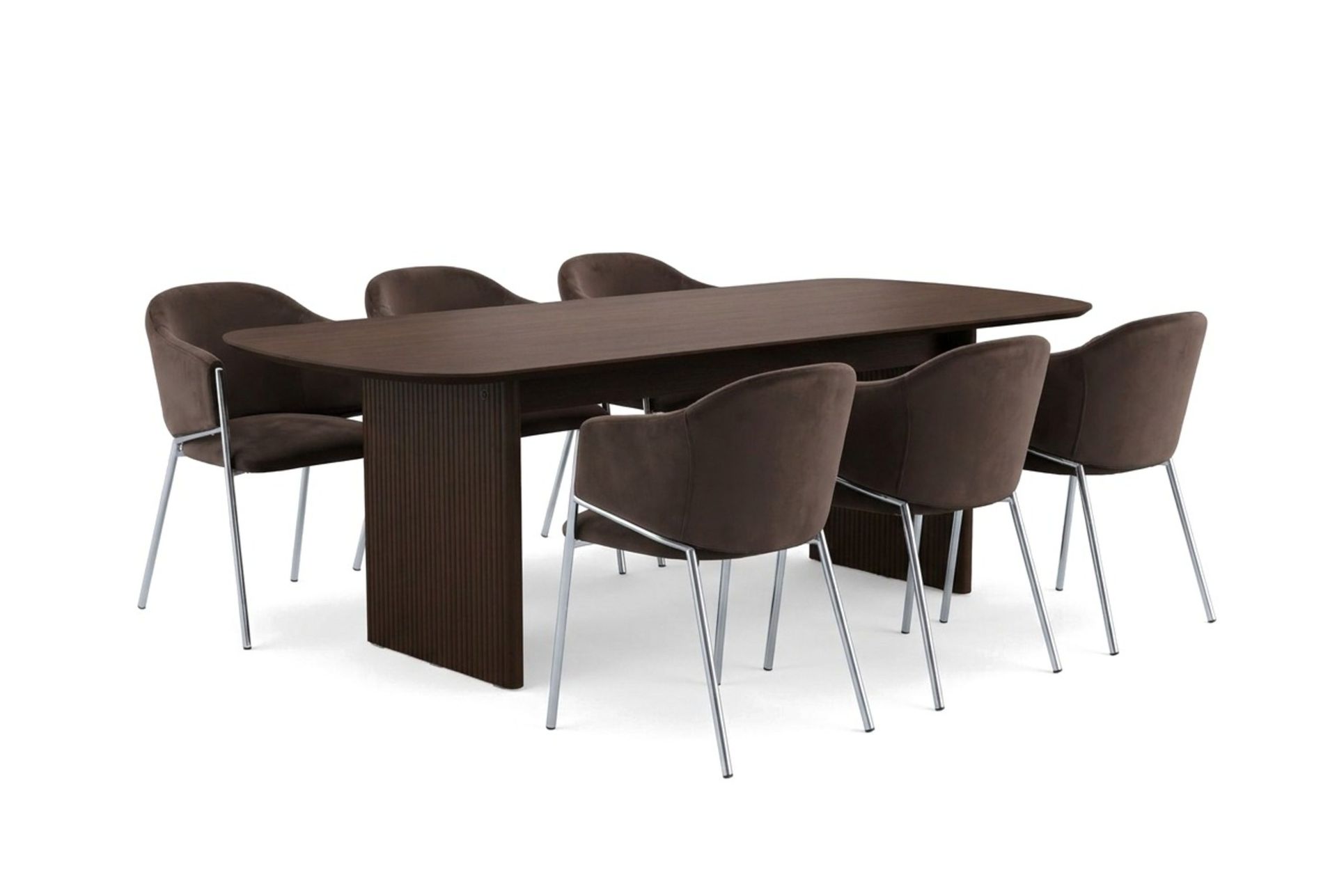 Alma spisegruppe, rektangulær 220 cm, med 6 Filip spisestoler - Røkt eik