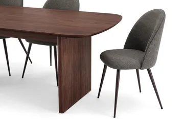 Alma spisegruppe 220 cm rektangulær med 6 Nibe Plus spisestoler - Valnøtt - Møbler - Bord - Spisegrupper