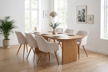 Alma spisegruppe rektangulær 180 cm eik med 6 Filippa spisestoler - Eik - Møbler - Bord - Spisegrupper
