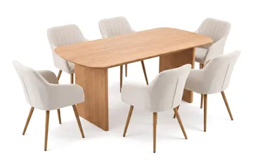 Alma spisegruppe rektangul ær 180 cm eik med 6 Filippa spisestoler - Eik - Møbler - Bord - Spisegrupper
