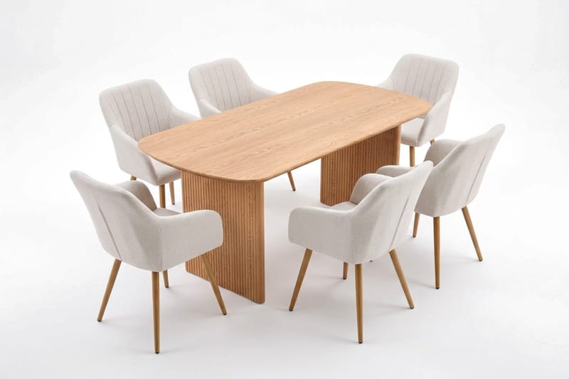 Alma spisegruppe rektangulær 180 cm eik med 6 Filippa spisestoler - Eik - Møbler - Bord - Spisegrupper