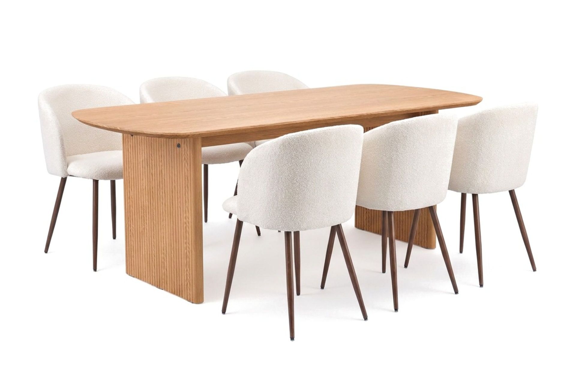 Alma spisegruppe rektangulær 180 cm eik med 6 Greya spisestoler - Eik