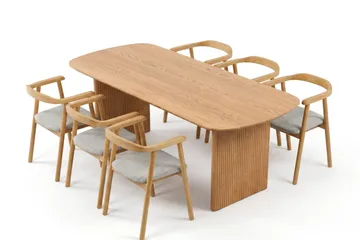 Alma spisegruppe rektangulær 180 cm eik med 6 Jolie spisestoler - Møbler - Bord - Spisegrupper