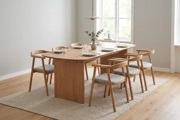 Alma spisegruppe rektangulær 180 cm eik med 6 Jolie spisestoler - Møbler - Bord - Spisegrupper