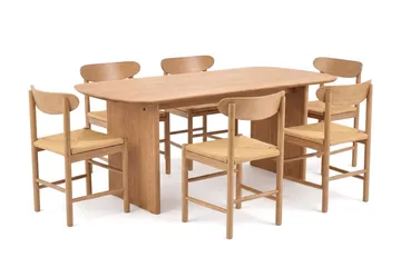 Alma spisegruppe rektangulær 180 cm eik med 6 Malte spisestoler - Eik - Møbler - Bord - Spisegrupper