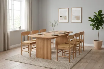 Alma spisegruppe rektangulær 180 cm eik med 6 Malte spisestoler - Eik - Møbler - Bord - Spisegrupper