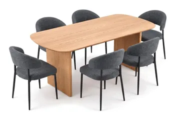 Alma spisegruppe rektangulær 180 cm eik med 6 Sawako spisestoler - Eik - Møbler - Bord - Spisegrupper