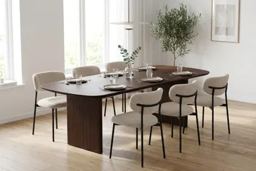 Alma spisegruppe rektangulær 180 cm røkt eik med 6 Lucy spisestoler - Røkt eik - Møbler - Bord - Spisegrupper