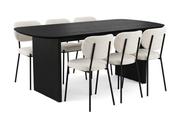 Alma spisegruppe rektangulær 180 cm svart med 6 Gemmiano spisestoler - Svartbeiset eik - Møbler - Bord - Spisegrupper