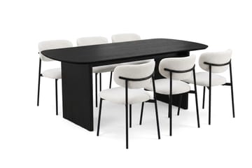 Alma spisegruppe rektangulær 180 cm svart med 6 Lucy spisestoler - Svartbeiset eik - Møbler - Bord - Spisegrupper