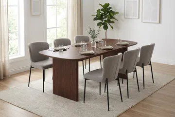 Alma spisegruppe rektangulær 180 cm valnøtt med 6 Elsie spisestoler - Valnøtt - Møbler - Bord - Spisegrupper
