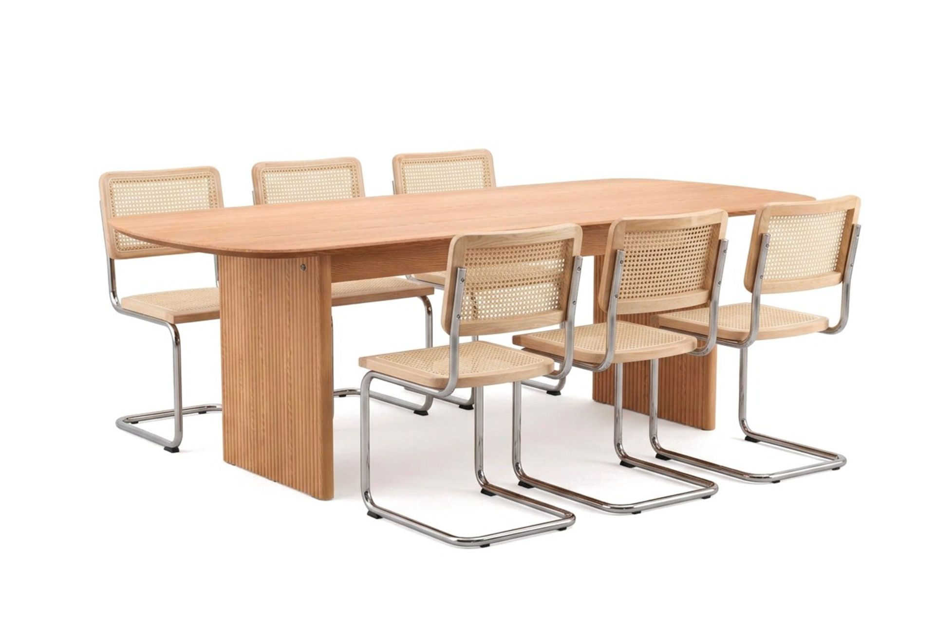 Alma spisegruppe rektangulær 220 cm eik med 6 Build spisestoler - Eik