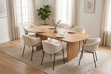 Alma spisegruppe rektangulær 220 cm eik med 6 Filip spisestoler - Eik - Møbler - Bord - Spisegrupper
