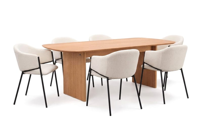 Alma spisegruppe rektangulær 220 cm eik med 6 Filip spisestoler - Eik - Møbler - Bord - Spisegrupper