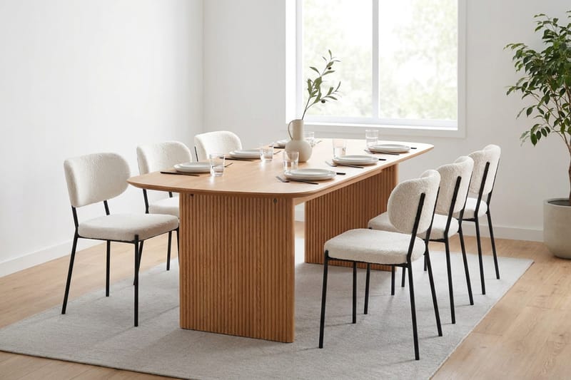 Alma spisegruppe rektangulær 220 cm eik med 6 Gemmiano spisestoler - Eik - Møbler - Bord - Spisegrupper