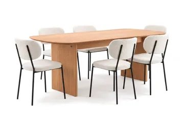 Alma spisegruppe rektangulær 220 cm eik med 6 Gemmiano spisestoler - Eik - Møbler - Bord - Spisegrupper
