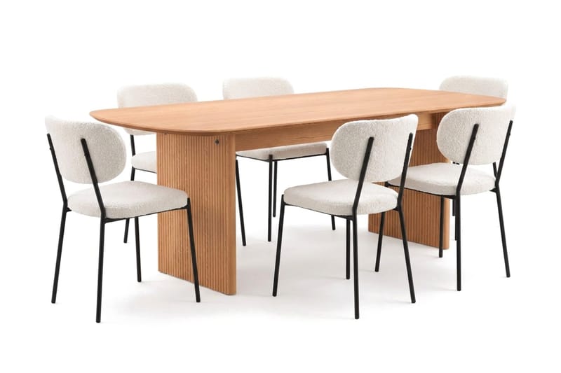 Alma spisegruppe rektangulær 220 cm eik med 6 Gemmiano spisestoler - Eik - Møbler - Bord - Spisegrupper