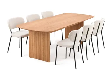 Alma spisegruppe rektangulær 220 cm eik med 6 Gemmiano spisestoler - Eik - Møbler - Bord - Spisegrupper