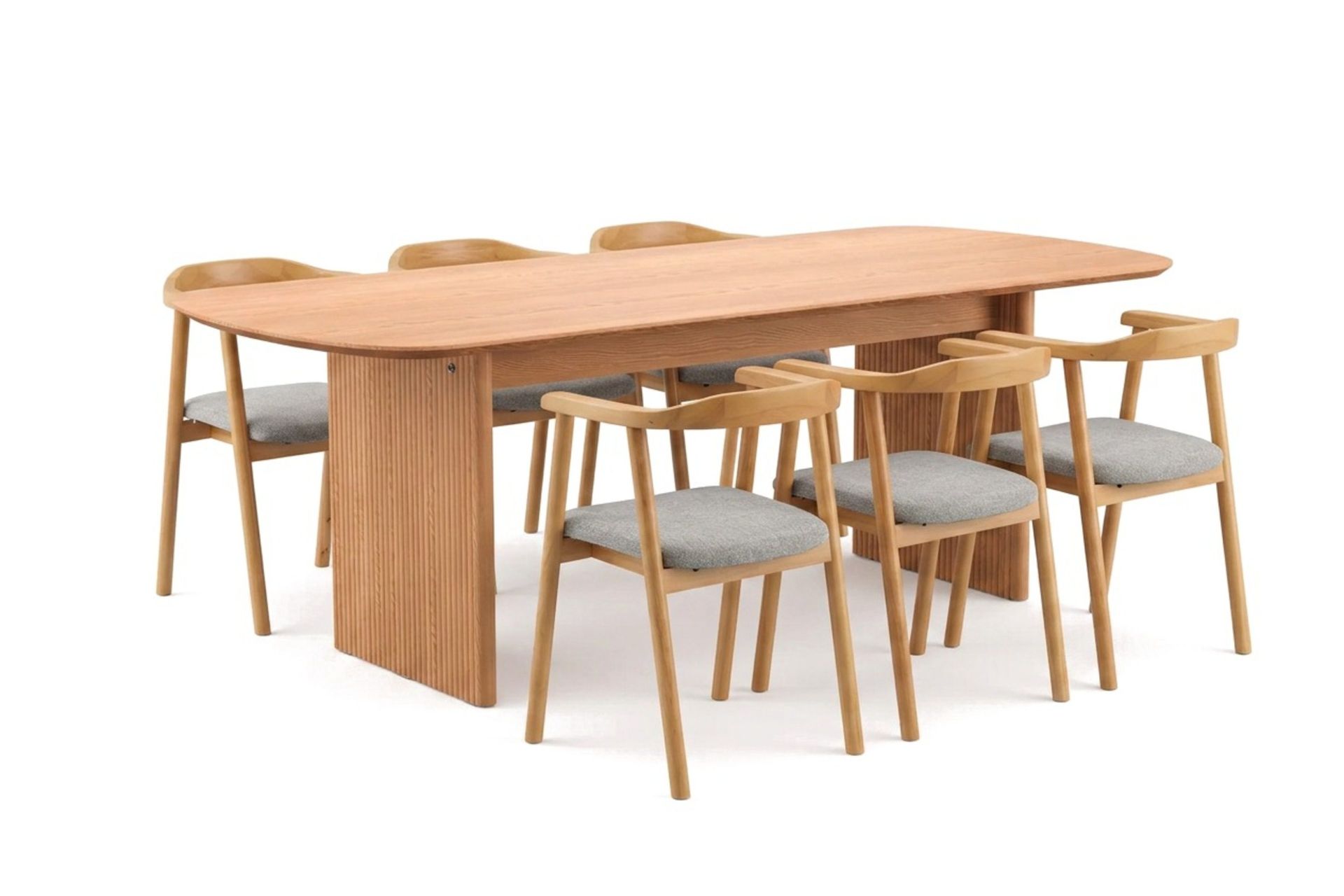 Alma spisegruppe rektangulær 220 cm eik med 6 Jolie spisestoler - Eik