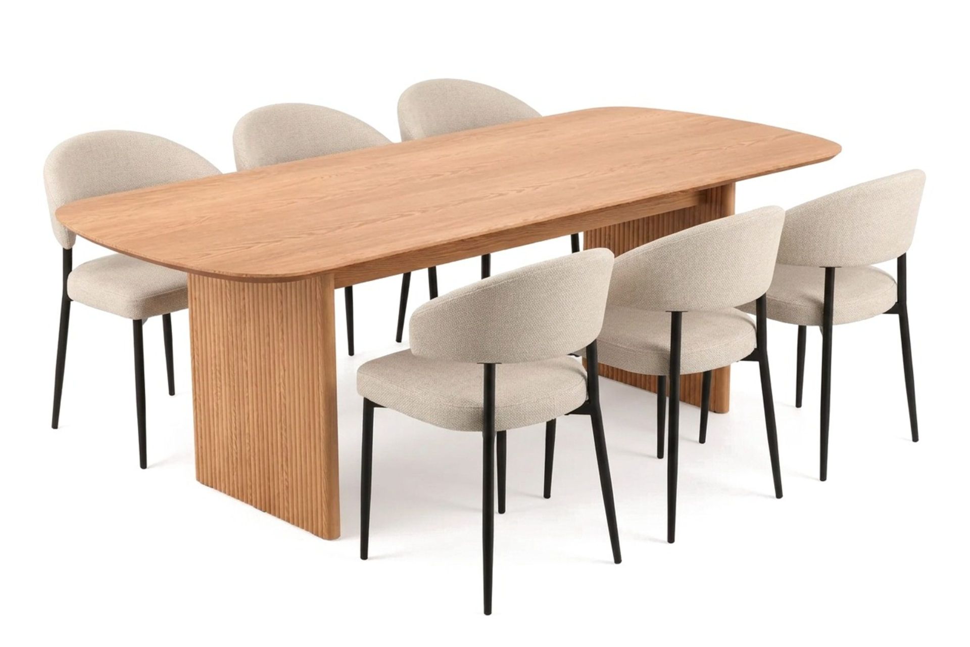 Alma spisegruppe rektangulær 220 cm eik med 6 Sawako spisestoler - Eik