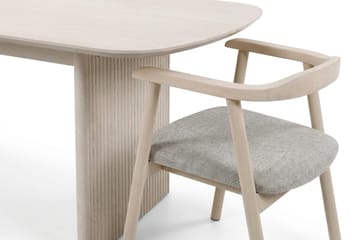 Alma spisegruppe rektangulær 220 cm hvitlasert med 6 Jolie spisestoler - Hvitbeiset eik - Møbler - Bord - Spisegrupper
