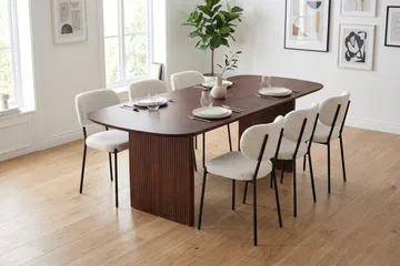 Alma spisegruppe rektangulær 220 cm med 6 Gemmiano spisestoler - Valnøtt - Møbler - Bord - Spisegrupper