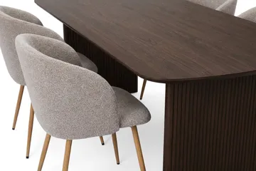Alma spisegruppe rektangulær 220 cm røkt eik med 6 Greya spisestoler - Røkt eik - Møbler - Bord - Spisegrupper