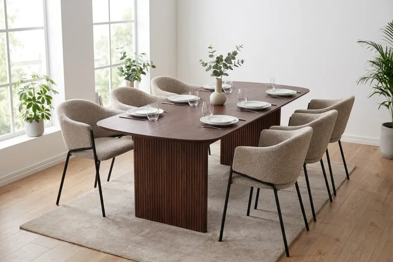 Alma spisegruppe rektangulær 220 cm valnøtt med 6 Filip spisestoler - Valnøtt - Møbler - Bord - Spisegrupper