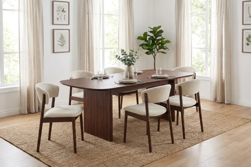 Alma spisegruppe rektangulær 220 cm valnøtt med 6 Nala spisestoler - Valnøtt - Møbler - Bord - Spisegrupper