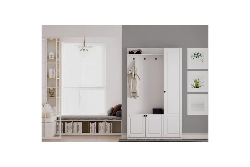 Alvric Hattehylle 120 cm - Matt Hvit - Møbler - Gangmøbler - Møbelsett til gang & entre