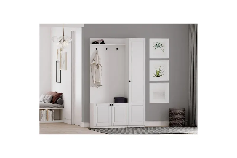 Alvric Hattehylle 120 cm - Matt Hvit - Møbler - Gangmøbler - Møbelsett til gang & entre