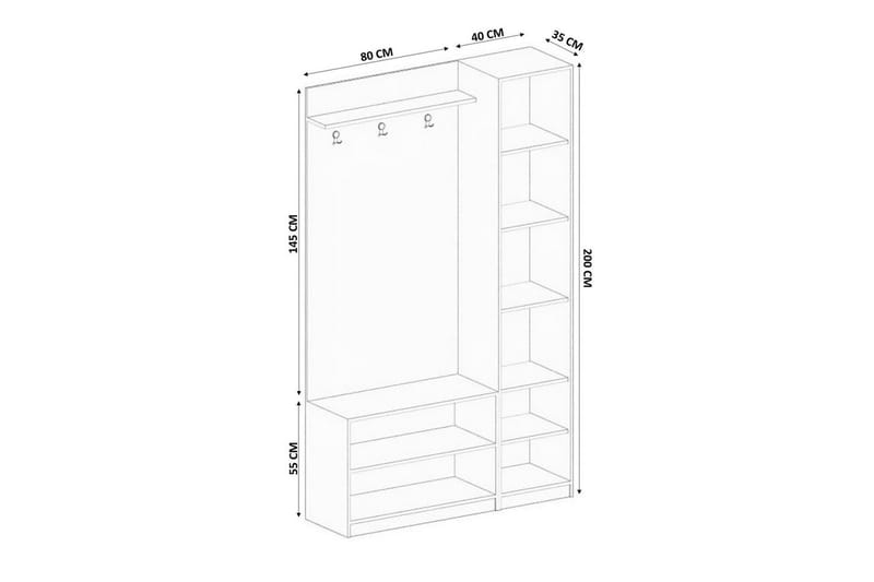 Alvric Hattehylle 120 cm - Matt Hvit - Møbler - Gangmøbler - Møbelsett til gang & entre