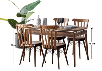 Alvryn spisegruppe bord 130 cm + 4 stoler - Brun - Møbler - Bord - Spisegrupper