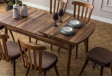 Alvryn Spisegruppe med uttrekk 130-170 cm med 6 stoler - Møbler - Bord - Spisegrupper