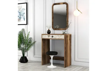 Ameias Sminkebord 70 cm - Valnøtt/Hvit/Marmor - Møbler - Bord - Sminkebord & toalettbord
