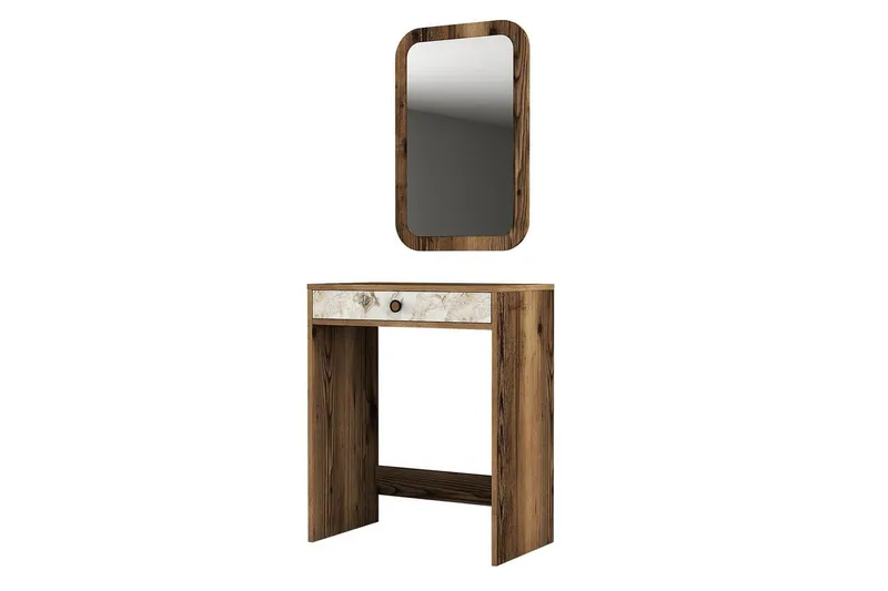 Ameias Sminkebord 70 cm, Valnøtt/Hvit/Marmor