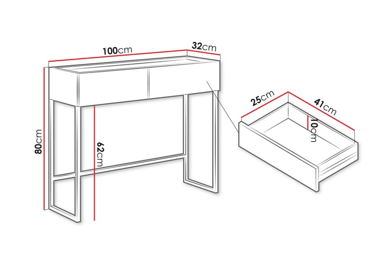 Amelus Sminkebord 100 cm - Brun - Møbler - Bord - Sminkebord & toalettbord