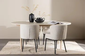Andy Spisegruppe 180 cm Oval med 4 Agnes stoler - Whitewash/Hvid - Møbler - Bord - Spisegrupper