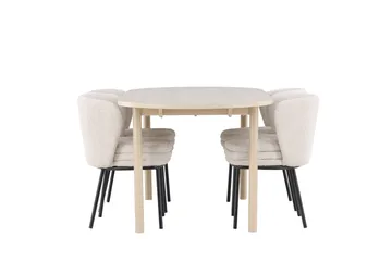 Andy Spisegruppe 180 cm Oval med 4 Agnes stoler - Whitewash/Hvid - Møbler - Bord - Spisegrupper