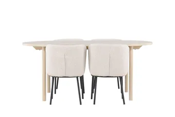 Andy Spisegruppe 180 cm Oval med 4 Agnes stoler - Whitewash/Hvid - Møbler - Bord - Spisegrupper