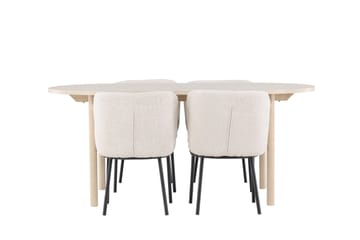 Andy Spisegruppe 180 cm Oval med 4 Agnes stoler - Whitewash/Hvid - Møbler - Bord - Spisegrupper