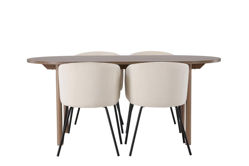 Andy Spisegruppe 180 cm Oval med 4 Berit Stoler, Beige