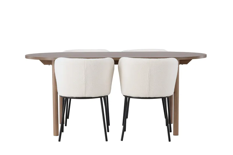 Andy Spisegruppe 180 cm Oval med 4 Edina Stoler, Natur