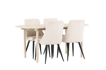 Andy Spisegruppe 180 cm Oval med 4 Leone stoler - Whitewash/Beige - Møbler - Bord - Spisegrupper